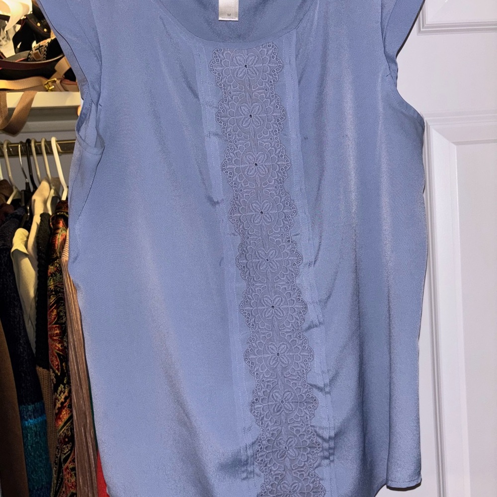 Women's Blue Lace Detail Top